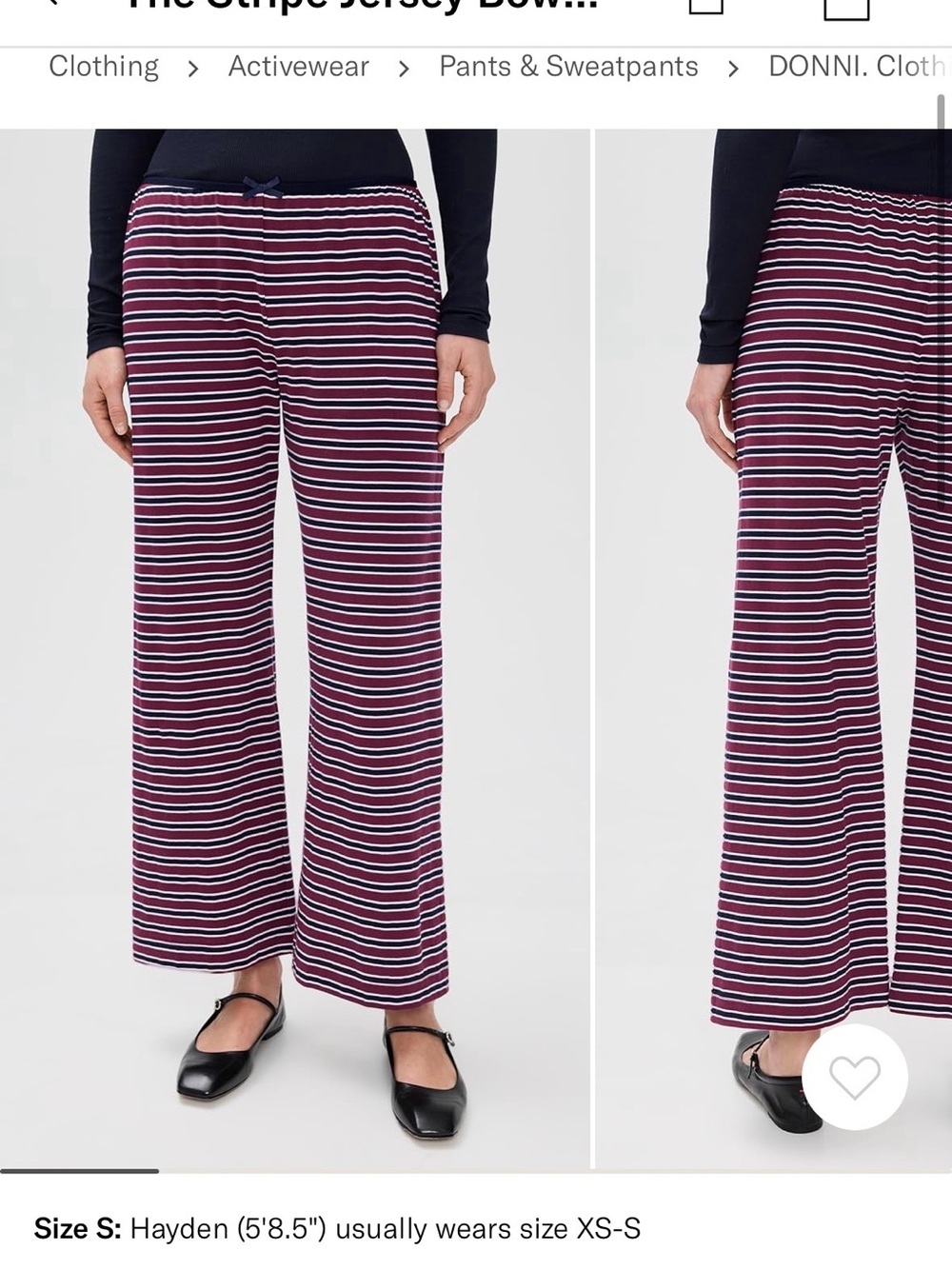 Brand new in package DONNI. Burgundy Navy and White Striped Wide-Leg Pants - Picture 2 of 2